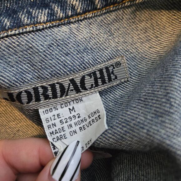 Vintage 80s Jordache Size Medium Classic Denim Jean Jacket Trucker Blue Retro - Picture 6 of 7